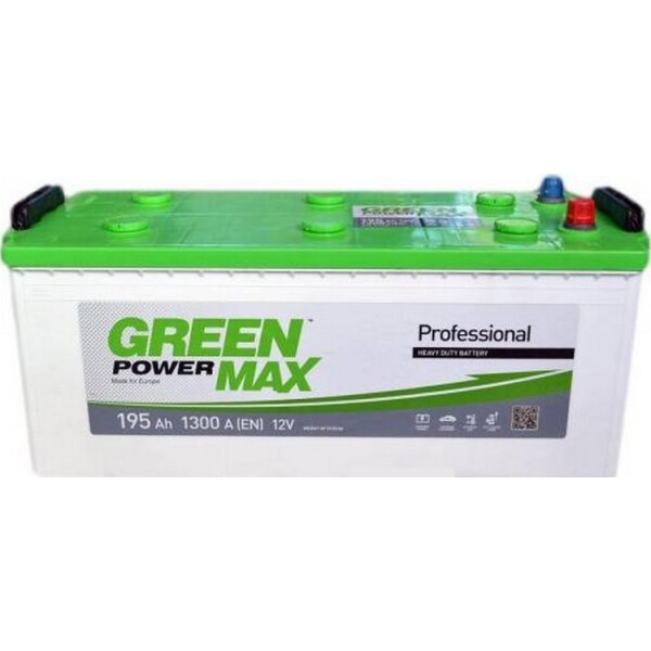 

Автомобильный аккумулятор GREEN POWER MAX 195А боковая(+/-) (1300EN) (д513*ш223*в195)