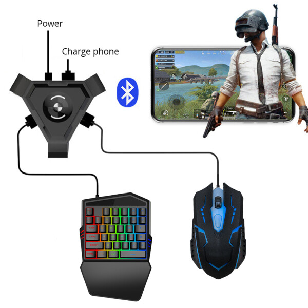 

Мобильный игровой Bluetooth адаптер с игровой клавиатурой и мышкой Union PUBG Mobile G6