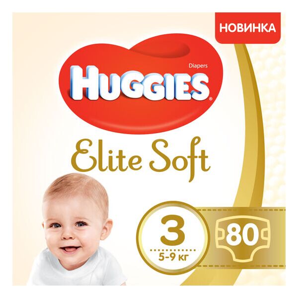 

Подгузники Huggies Elite Soft 3 (5-9 кг) MEGA PACK, 80 шт. (5029053545295)