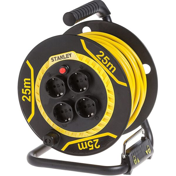 

Удлинитель на катушке Stanley 25 м, 3x1.5мм2, IP20, 3200Вт, 4 розетки, SXECCL26BSE