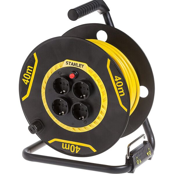 

Удлинитель на катушке Stanley 40 м, 3x1.5мм2, IP20, 3200Вт, 4 розетки, SXECCL26BVE