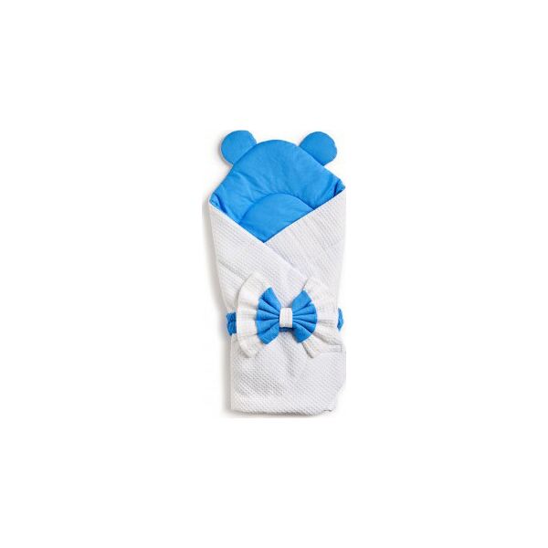 

Конверт-плед Twins Waffle Bear с декором 9015-TWBD-04 white / blue, белый / синий