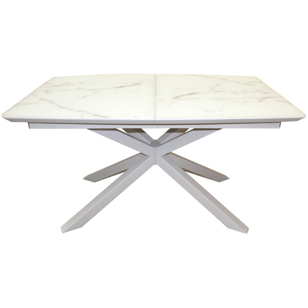 

Стол обеденный раскладной стеклянный с МДФ белый мрамор сатин DAOSUN DT 888B