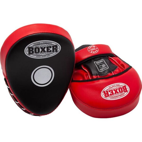 

Лапы боксерские гнутые BOXER кожвинил 0,8 мм черно-красные(2013-01R)