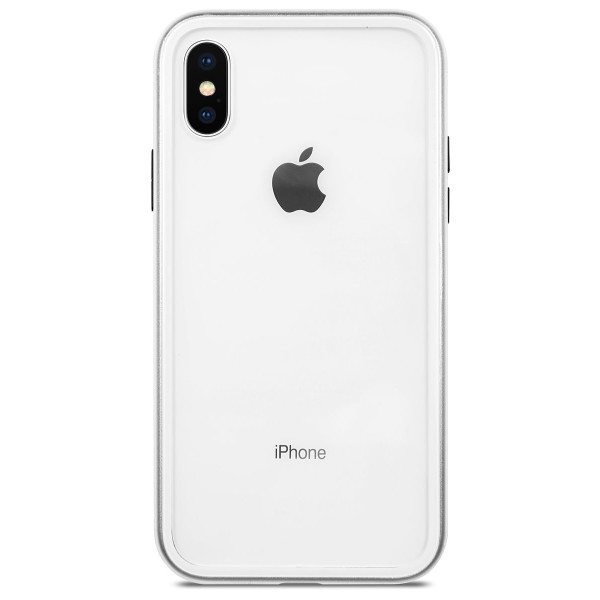 Чехол DEF Metal magnet glass silver для iPhone X