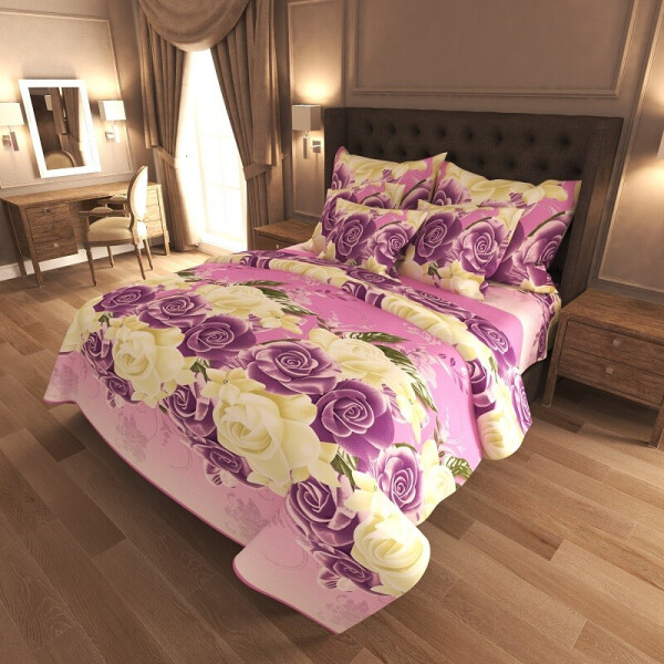 

Комплект постельного белья Уютная Жизнь Бязь Голд Семейный 150x220x2 (K-G-N-7153) Фиолетовые и светлые розы