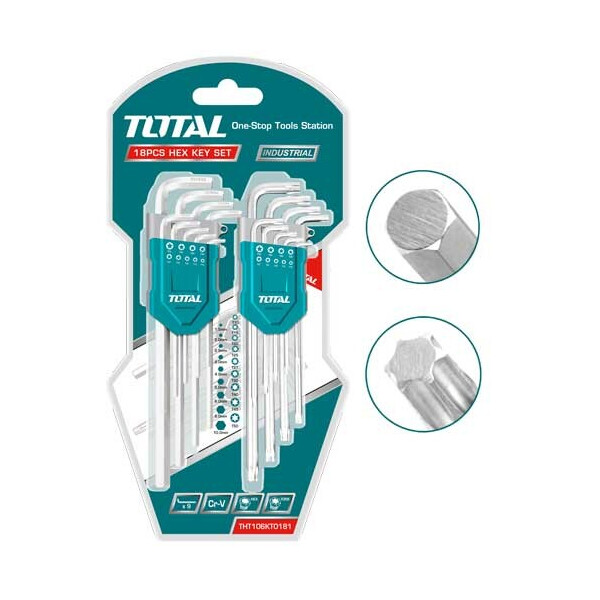 

Набор TOTAL THT106KT0181 ключей шестигранных+TORX 18шт. (6514159)