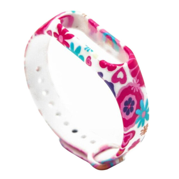 

Силиконовый ремешок с рисунком для Xiaomi Mi Band 3/4 (Цветы и сердца / Белый) (902986)