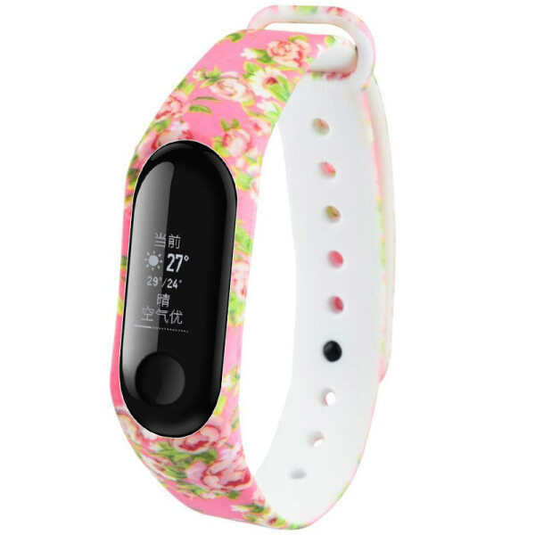 

Силиконовый ремешок с рисунком для Xiaomi Mi Band 3/4 (Цветы / Розовый) (902985)
