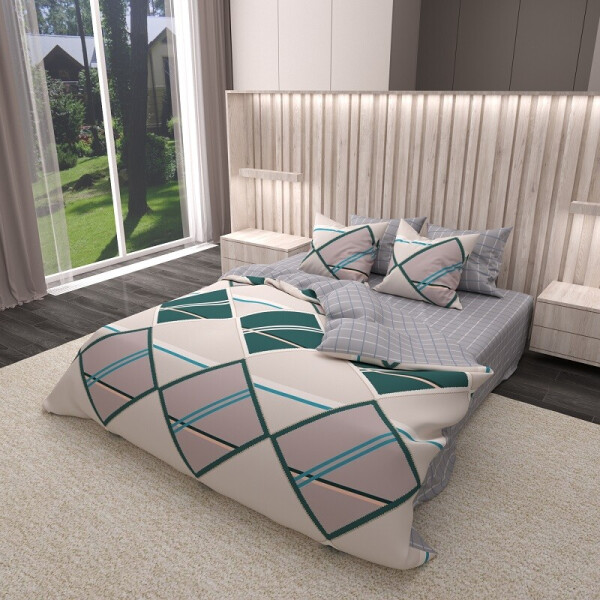 

Комплект постельного белья Уютная Жизнь Цветные ромбы Сатин Двуспальный 180х220 (K-SN-KWL-1963-A-B)