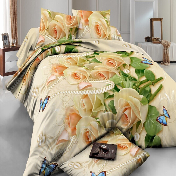 

Комплект постельного белья Уютная Жизнь Роза Талея с бабочками и жемчугом Двуспальный 180х220 (K-PL75-XHYR-693)