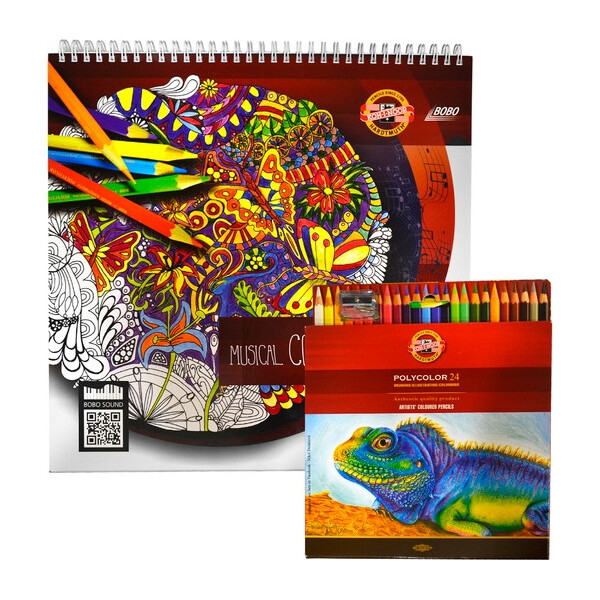 

Набор Koh-i-Noor альбом-антистресс и художественные карандаши Polycolor 24 цвета (9958024004)