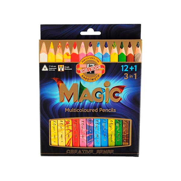 

Карандаши цветные трехгранные Koh-i-Noor Magic 12+1 блендер (340801)