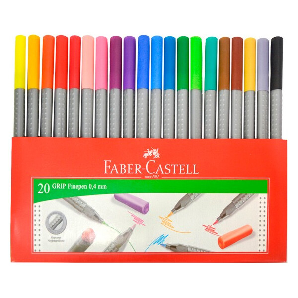 

Набор разноцветных ручек FINEPEN GRIP Faber Castell 04 мм (20 цв.) (23362)