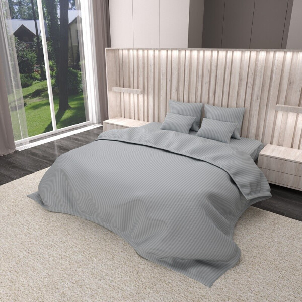 

Комплект постельного белья Уютная Жизнь Сатин страйп Полуторный 150х220 (K-SN-S-K-17-5102-ST) Серый