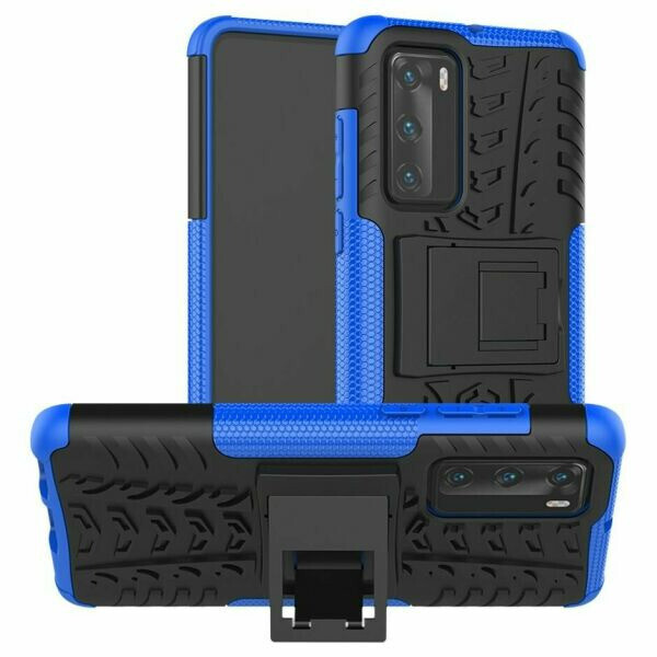 

Чехол Armored для Huawei P40 противоударный бампер с подставкой синий