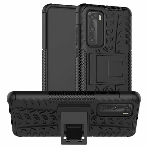 

Чехол Armored для Huawei P40 противоударный бампер с подставкой черный