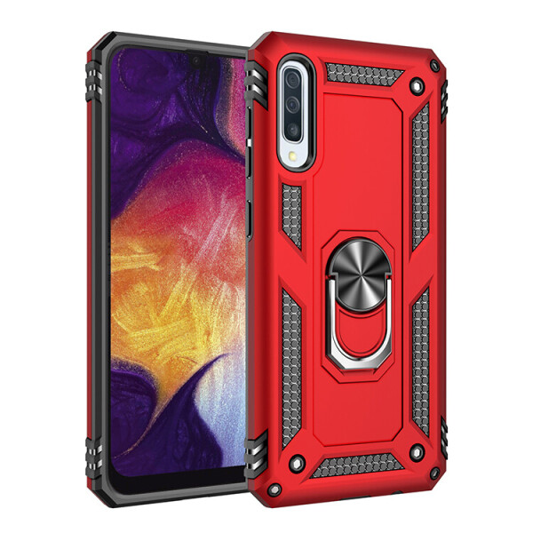 

Ударопрочный чехол Serge Ring магнитный держатель для Samsung Galaxy A50s (Серебряный) (717432)