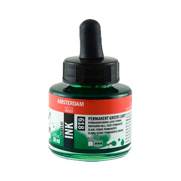 

Тушь акриловая AMSTERDAM INK (618) Перм. зеленый светлый 30 мл