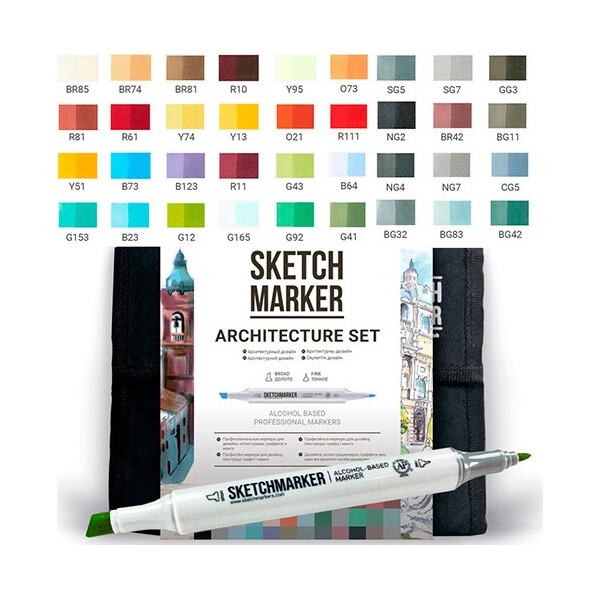 

Набор маркеров SKETCHMARKER Архитектура 36 цветов + сумка (36arch)