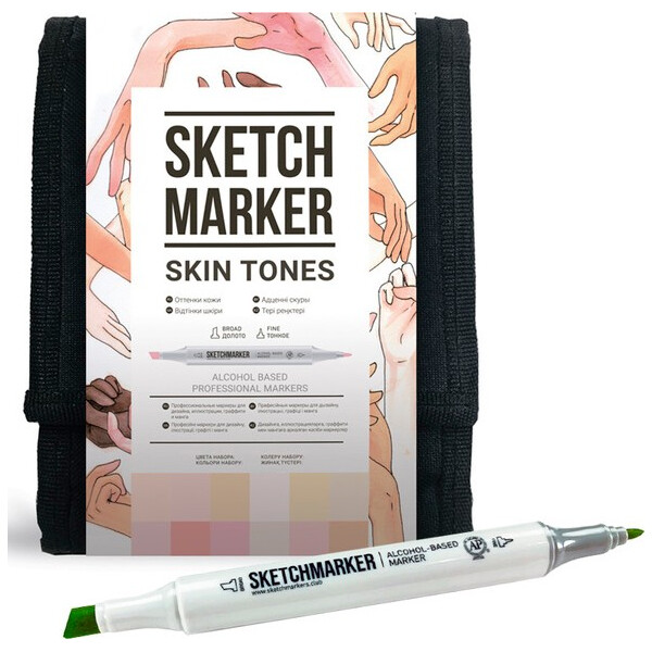 

Набор маркеров SKETCHMARKER Телесные тона 12 цветов + сумка (12skin)