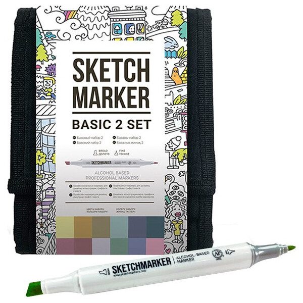 

Набор маркеров SKETCHMARKER Базовые цвета-2 12 цветов + сумка (12bas2)