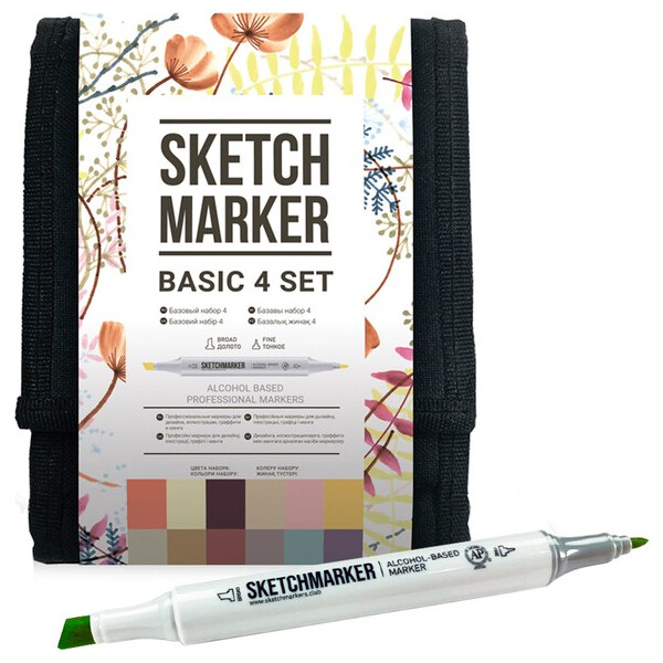 

Набор маркеров SKETCHMARKER Базовые цвета-4 12 цветов + сумка (12bas4)