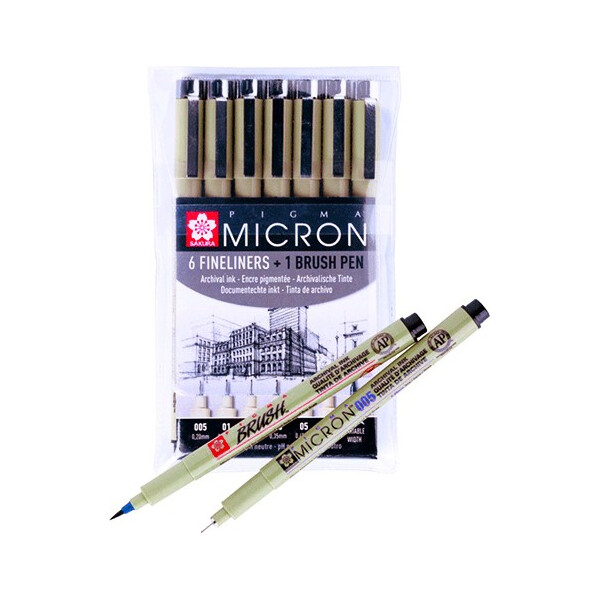 

Набор линеров Sakura PIGMA Micron 6 штук + PIGMA BRUSH (POXSDK7B)