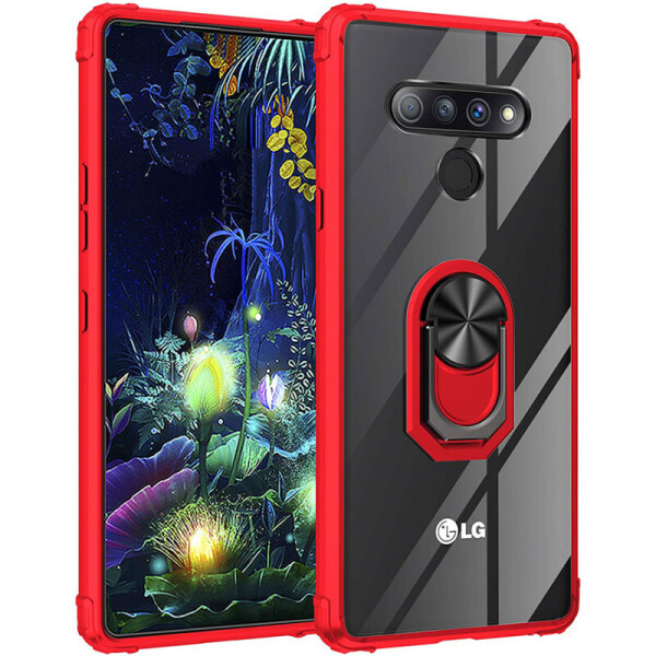 

TPU+PC чехол Deen TransparentRing for Magnet для LG Stylo 6 (Красный) (910102)