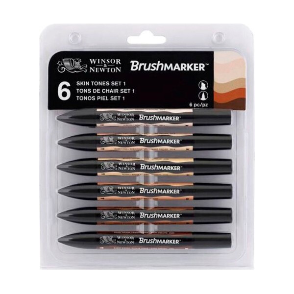 

Набор двухсторонних маркеров Winsor & Newton Brushmarker телесные тона 6 цветов (0290036)