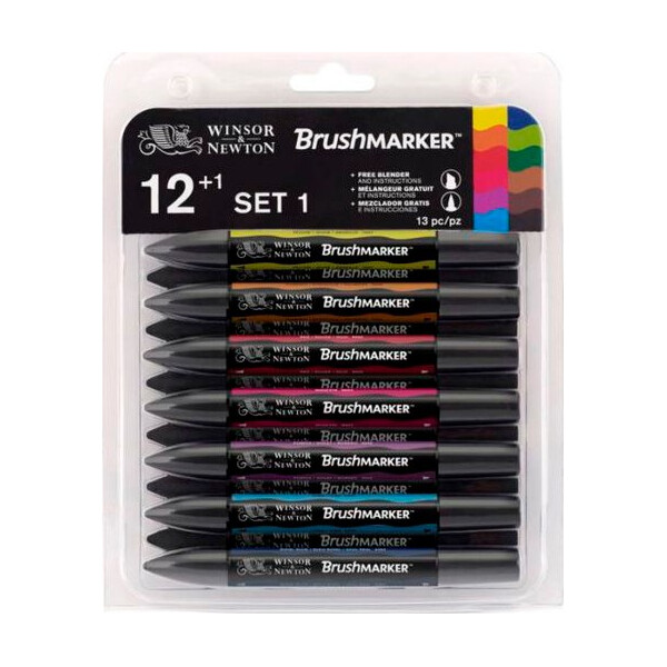 

Набор двухсторонних маркеров Winsor & Newton Brushmarker Яркие цвета 12 шт. (0290032)