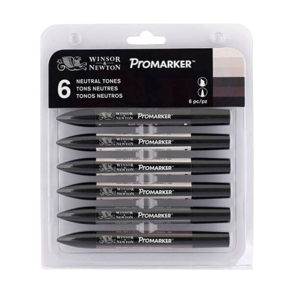 

Набор двухсторонних маркеров Winsor & Newton Promarker серые тона 6 цветов (0290024)
