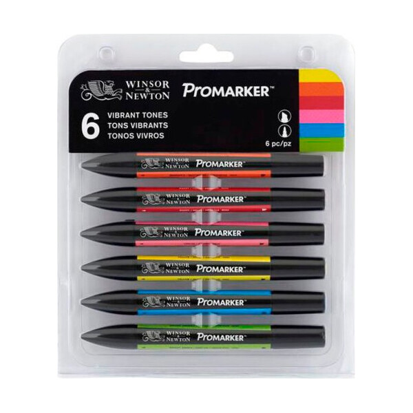 

Набор двухсторонних маркеров Winsor & Newton Promarker яркие тона 6 цветов (0290025)