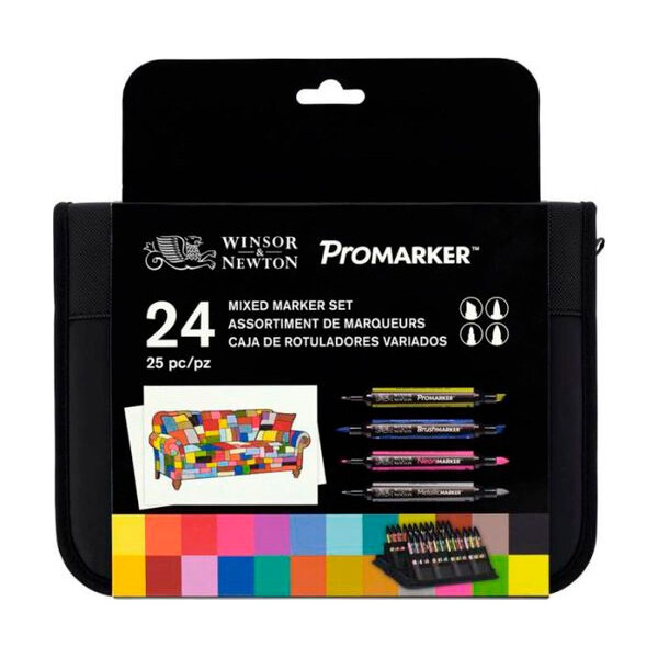 

Набор двухстороних маркеров Winsor & Newton Микс (Brushmarker, Promarker, Neon, Metalik) 24 шт. (0290037)