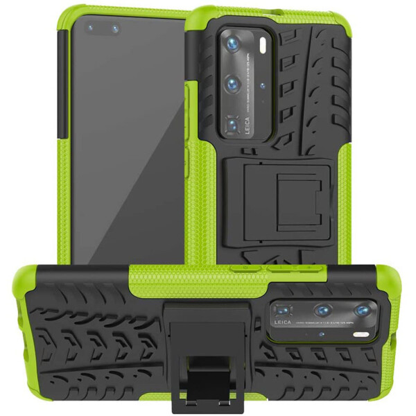 

Чехол Armored для Huawei P40 Pro противоударный бампер с подставкой салатовый