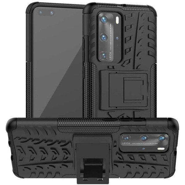 

Чехол Armored для Huawei P40 Pro противоударный бампер с подставкой черный