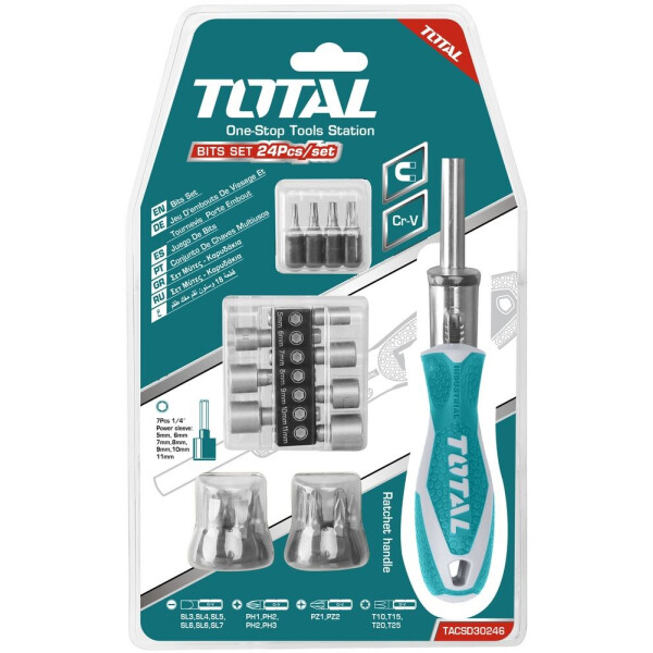 

Храповая отвертка с набором насадок TOTAL TACSD30246 24 шт (6326238)