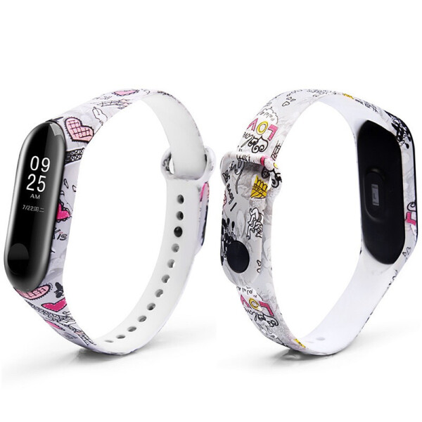 

Силиконовый ремешок с рисунком для Xiaomi Mi Band 5 (Эйфелева башня / Белый) (926020)