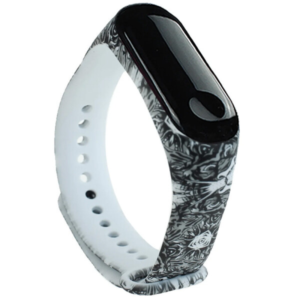 

Силиконовый ремешок с рисунком для Xiaomi Mi Band 5 (Узоры / Черно-белый) (926008)