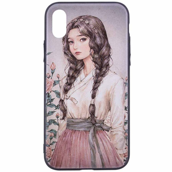 

TPU+PC чехол YCT картина для iPhone XS (5.8") (Девочка с косами) (542237)