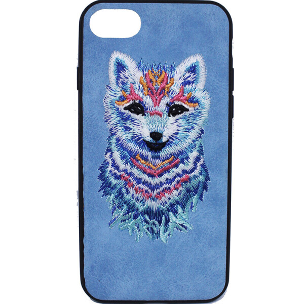 

TPU+PC чехол Embroider Animals Soft series для iPhone 8 (4.7") (Волк / Голубой) (330700)