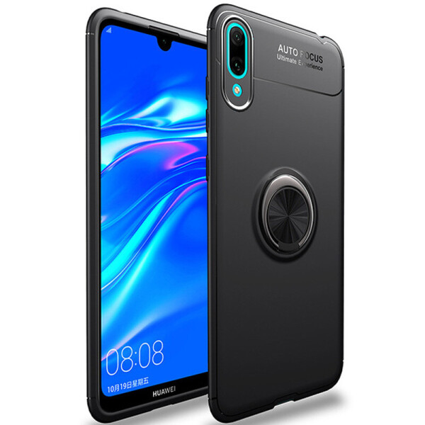 

TPU чехол Deen ColorRing под магнитный держатель для Huawei Y7 Prime (2019) (Черный / Черный) (700643)