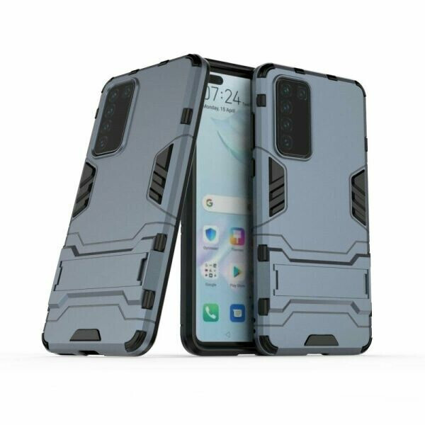 

Чехол Hybrid case для Huawei P40 бампер с подставкой темно-синий
