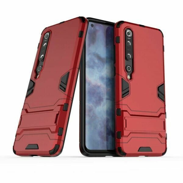 

Чехол Hybrid case для Xiaomi Mi 10 бампер с подставкой красный
