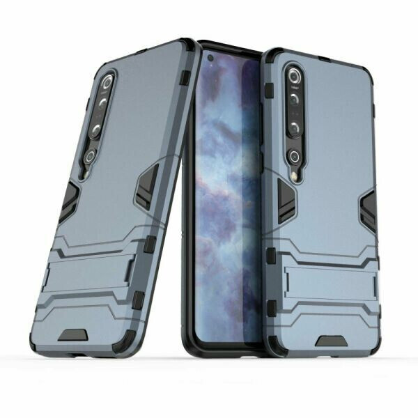 

Чехол Hybrid case для Xiaomi Mi 10 Pro бампер с подставкой темно-синий
