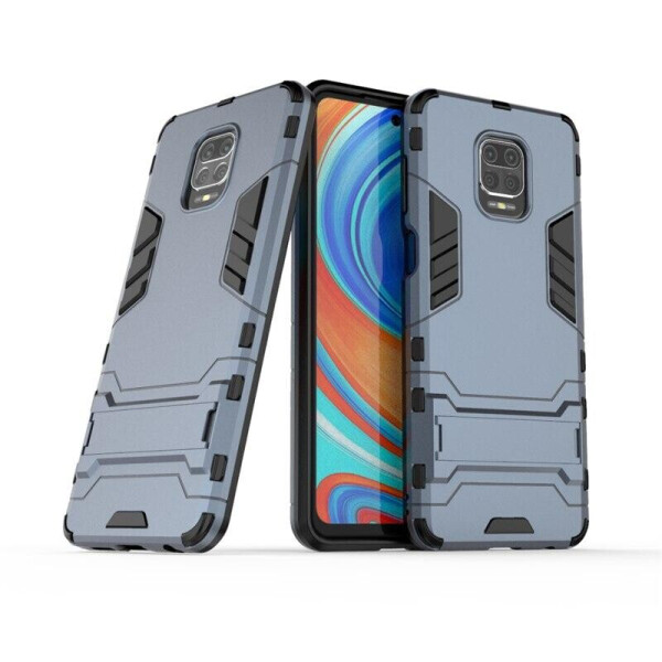 

Чехол Hybrid case для Xiaomi Redmi Note 9S бампер с подставкой темно-синий