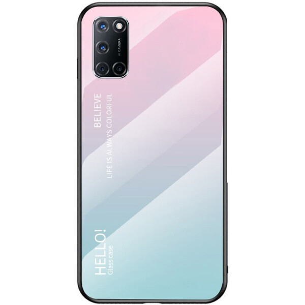 

TPU+Glass чехол Gradient HELLO для Oppo A72 (Розовый / Мятный) (926484)