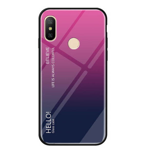 

TPU+Glass чехол Gradient HELLO для Xiaomi Mi A2 Lite (Малиновый) (661742)