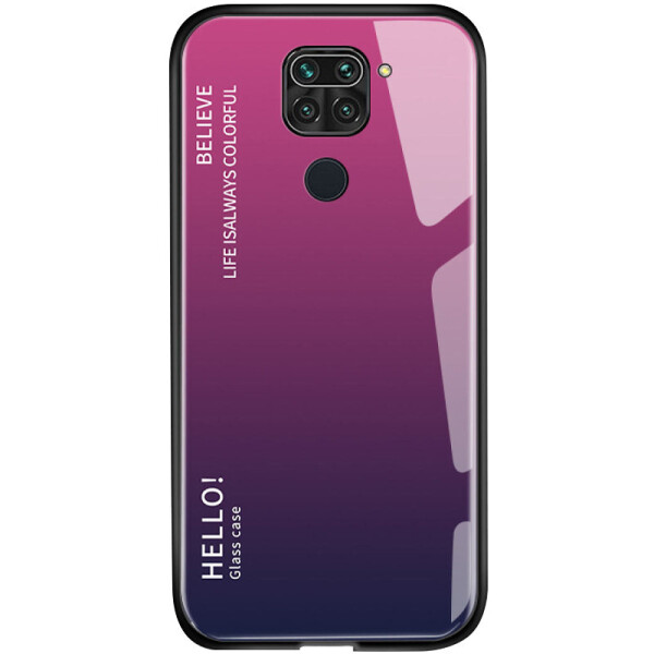 

TPU+Glass чехол Gradient HELLO для Xiaomi Redmi Note 9 (Малиновый) (926545)