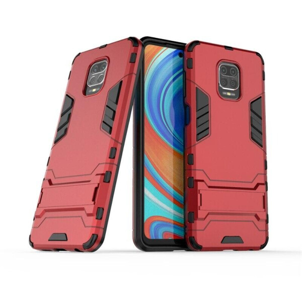 

Чехол Hybrid case для Xiaomi Redmi Note 9 Pro Max бампер с подставкой красный